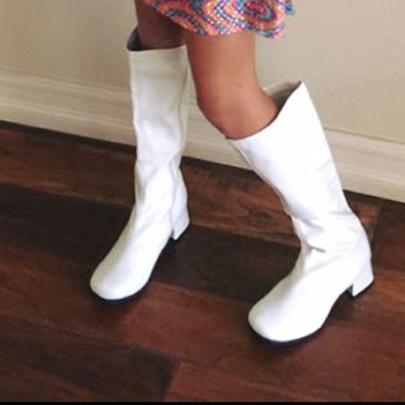girls white patent boots